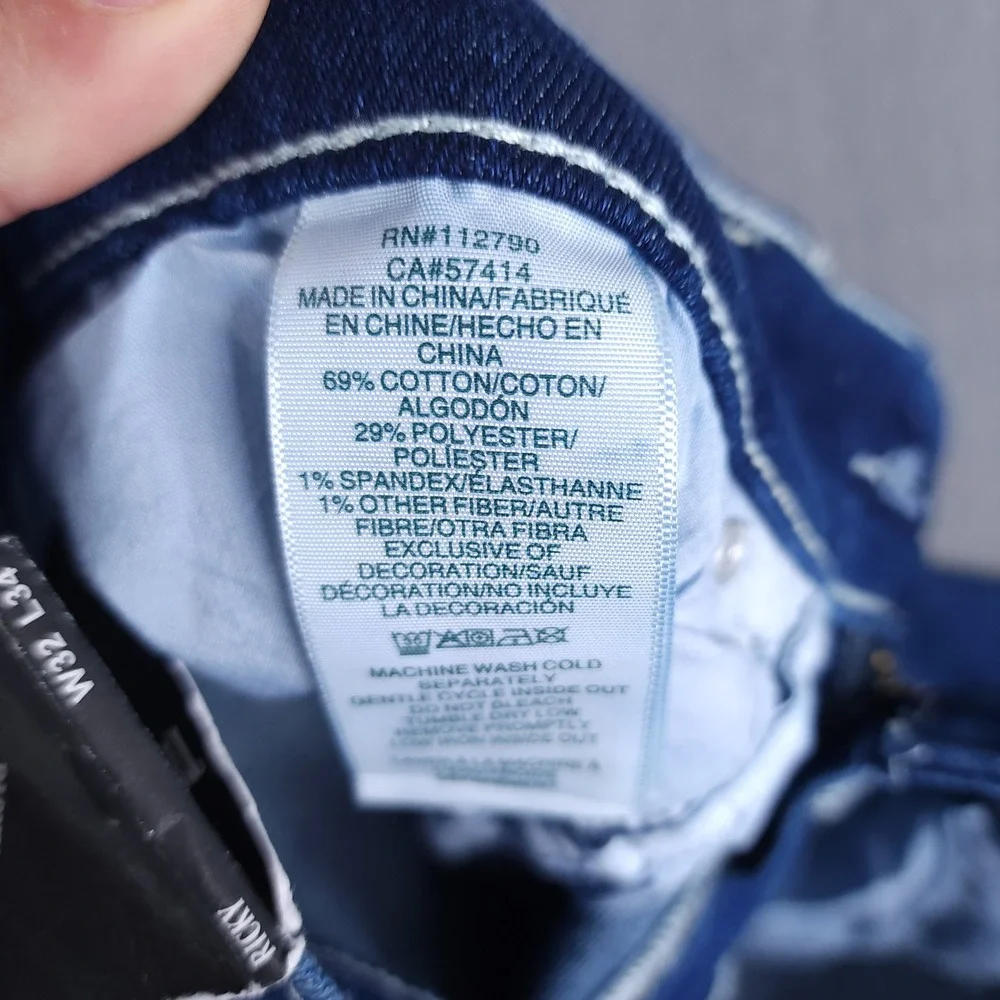 True Religion Ricky Straight Jeans Mens‎ 32x34 Blue Flap Pocket Y2K Streetwear